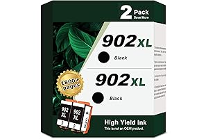 Replacement 902XL Black Ink Cartridges Compatible with HP 902 XL Set of 2