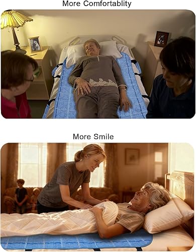 Miniatura 7 de Almohadilla de cama de posicionamiento con asas, carcasa 100% algodón sábanas deslizantes transpirables para pacientes para prevenir llagas de cama