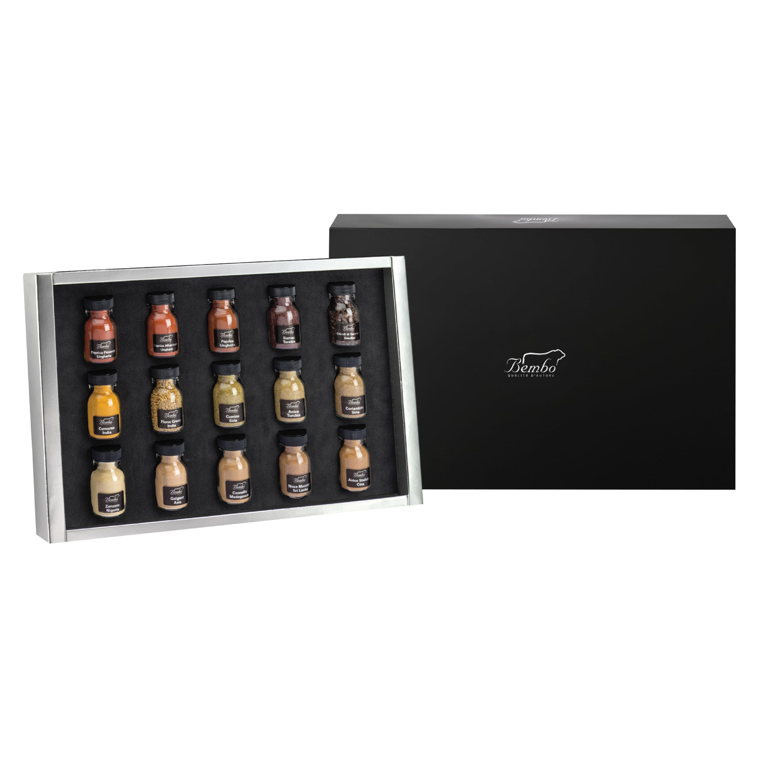 Bembo Coffret de 15 Épices du Monde – Collection Dégustation | 15 épices à observer, sentir, goûter et comparer. Un voyage sensoriel au cœur des épices du monde.