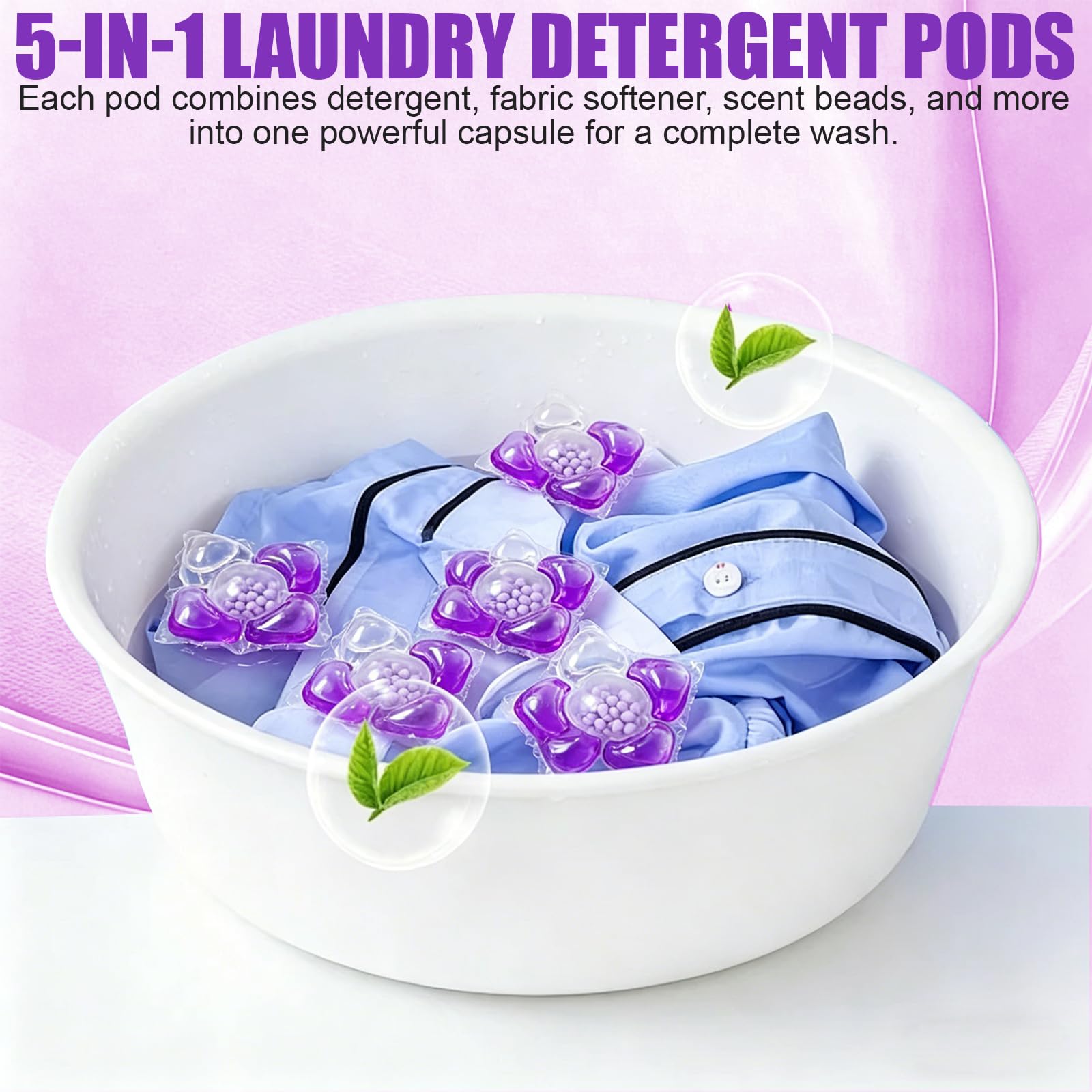 5-in-1 Waschmittel-Pods mit Weichspüler Duftperlen, White Musk Wasch-Pods für alle Textilien Farben, Tiefenreinigung, Langanhaltender Frischeduft (3PCS)