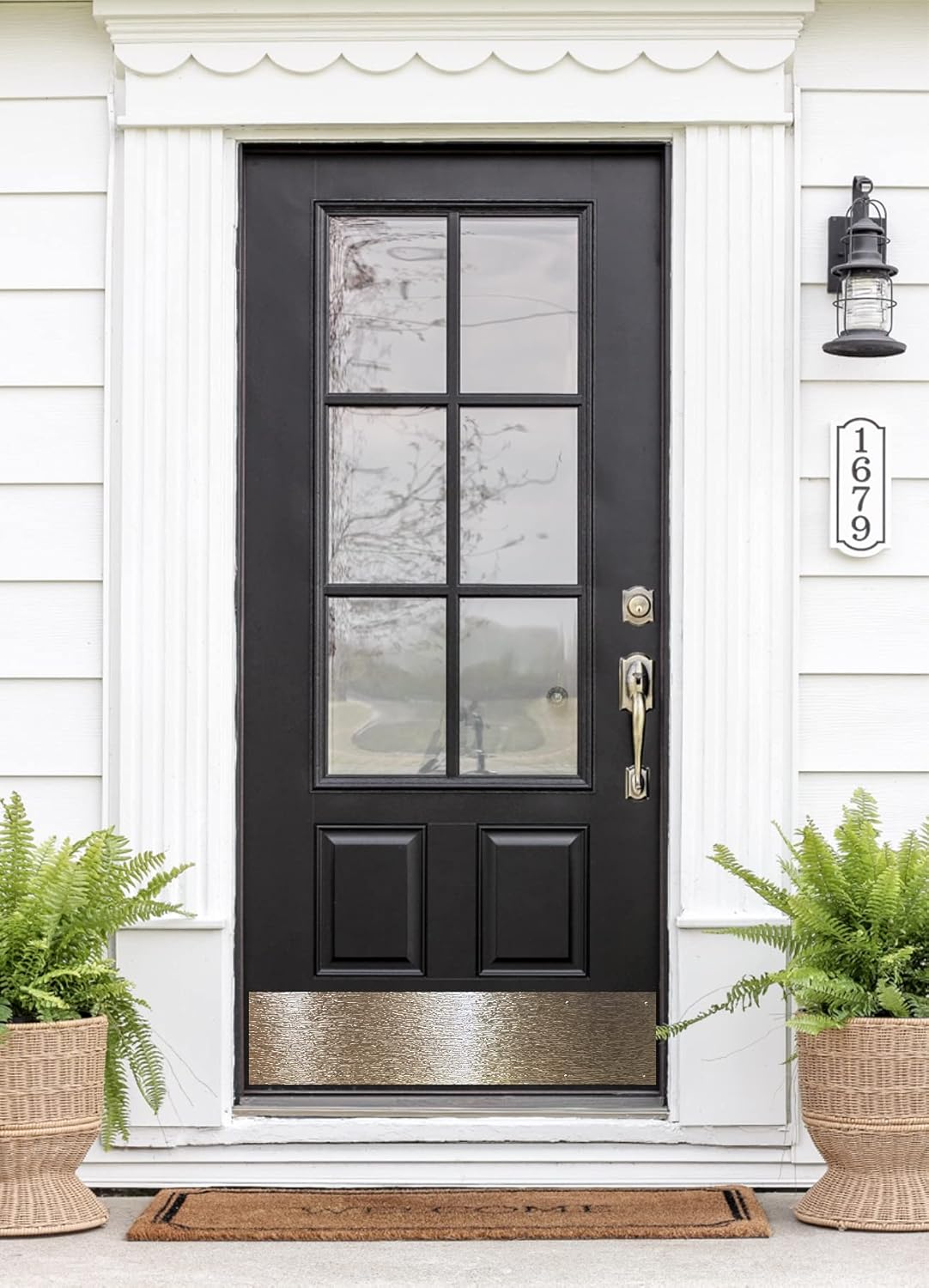 Deck the Door Decor | Door Kick Plate - Stainless Steel - Screw Mount - Multiple Artisan Embossed Patterns – Multiple Sizes… (6" x 30", Tree Bark Stainless Steel)