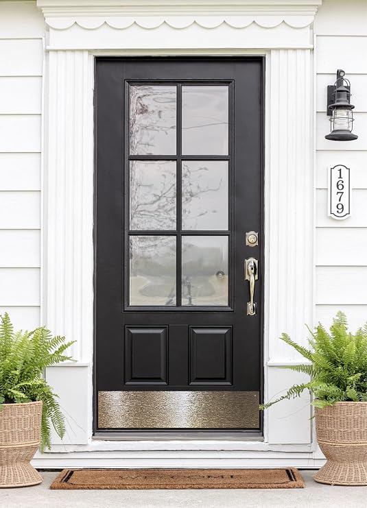 Deck the Door Decor | Door Kick Plate - Stainless Steel - Screw Mount - Multiple Artisan Embossed Patterns Multiple Sizes... (6 x 30, Tree Bark Stainless Steel)