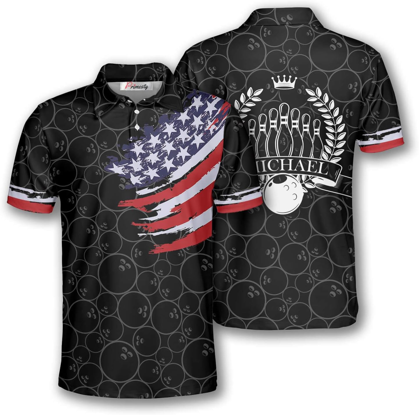 PRIMESTY Custom Bowling Shirts- Short-Sleeve Bowling Shirts for Men- Personalized Bowling Shirts Men's Polo