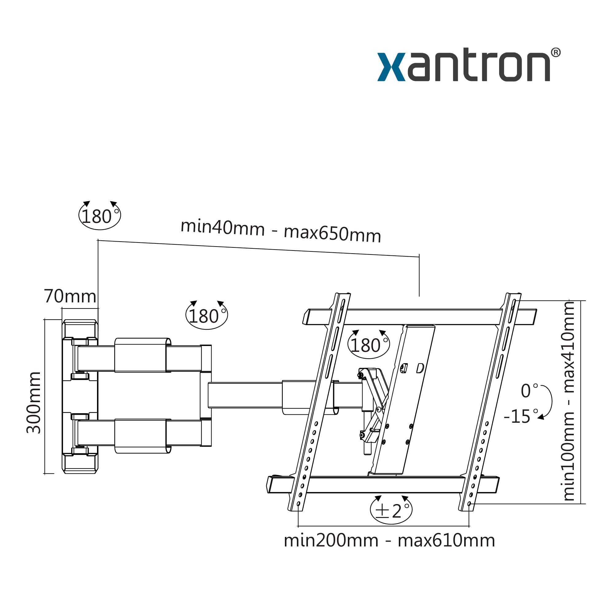 Xantron Supporto TV Parete Girevole Inclinabile 32-60 Pollici, Bianco