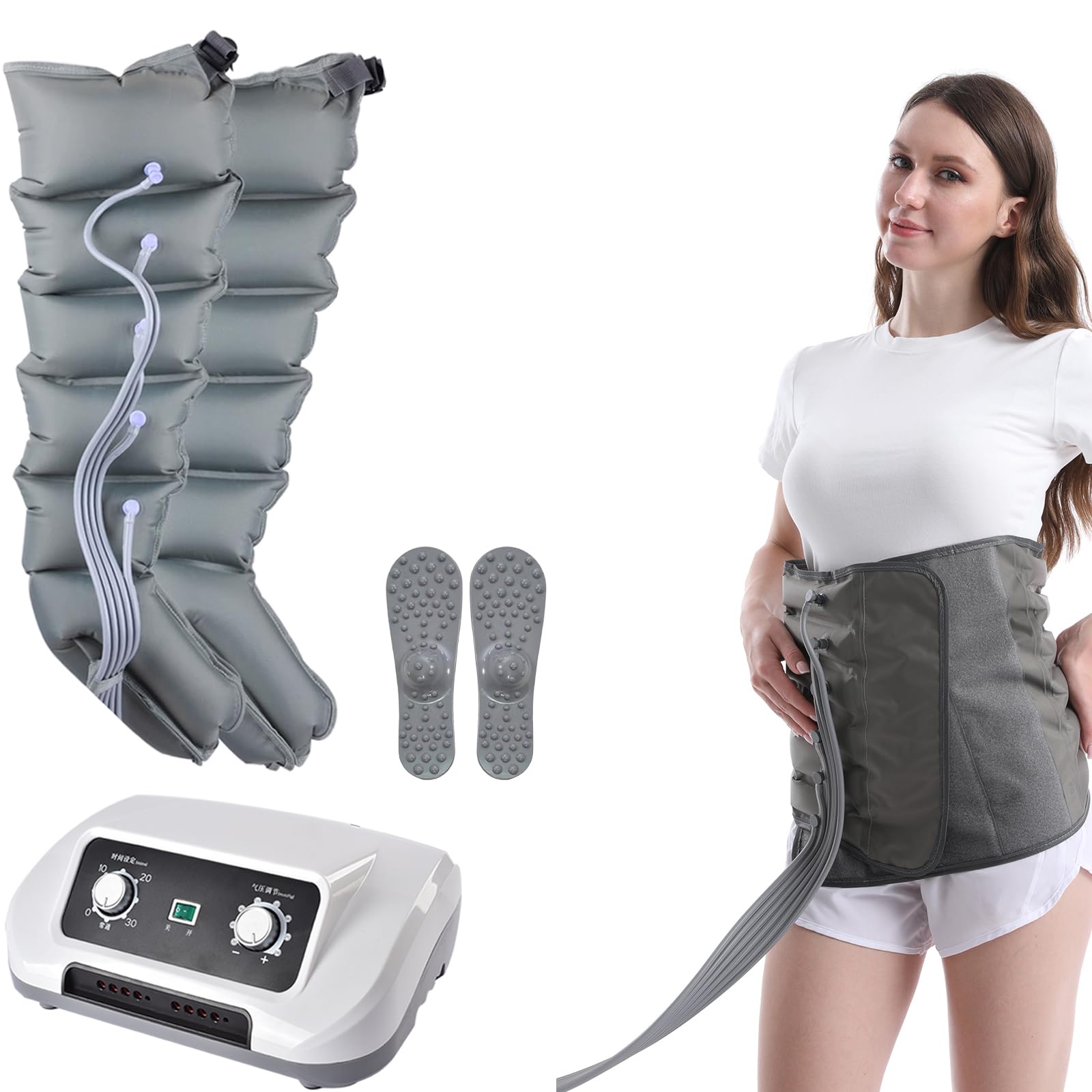 Massaggiatore per gambe a compressione d'aria a 6 cavità, stivali elettrici per il recupero e il rilassamento di tutto il corpo, stivali per pressoterapia che migliorano la circolazione, allevian