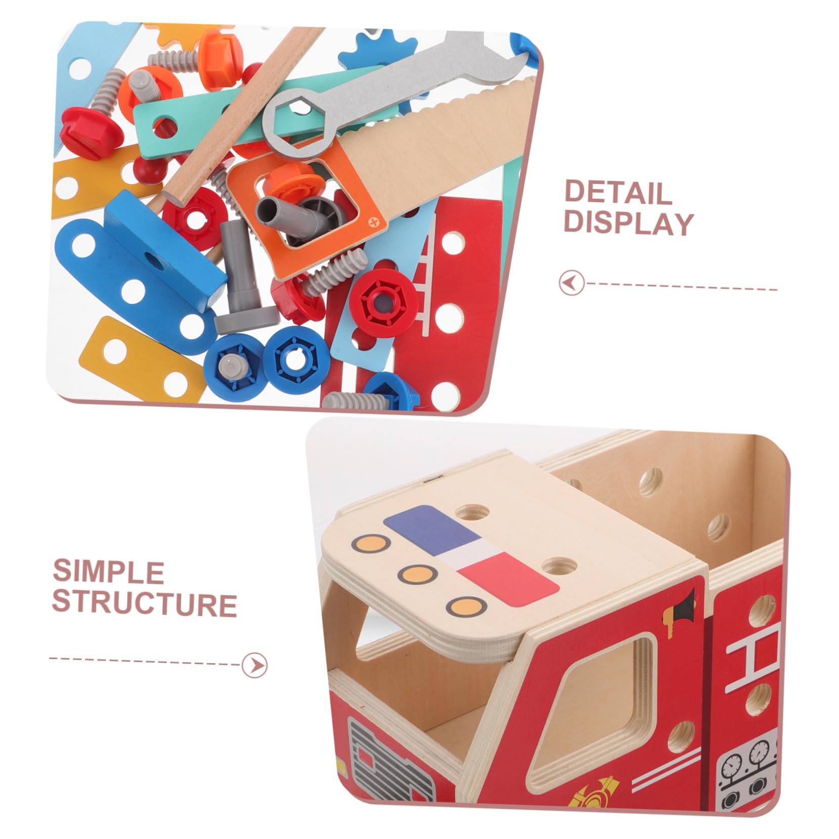 Beaupretty Set di Camion da Costruzione in Legno, Auto Educativa