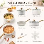 SENSARTE Nonstick Ceramic Cookware Set 13-Piece, Healthy Pots and Pans Set, Non-Toxic Kitchen Cooking Set with Stay-Cool Handles, Silicone Tools and Pot Protectors, PFAS and PFOA Free