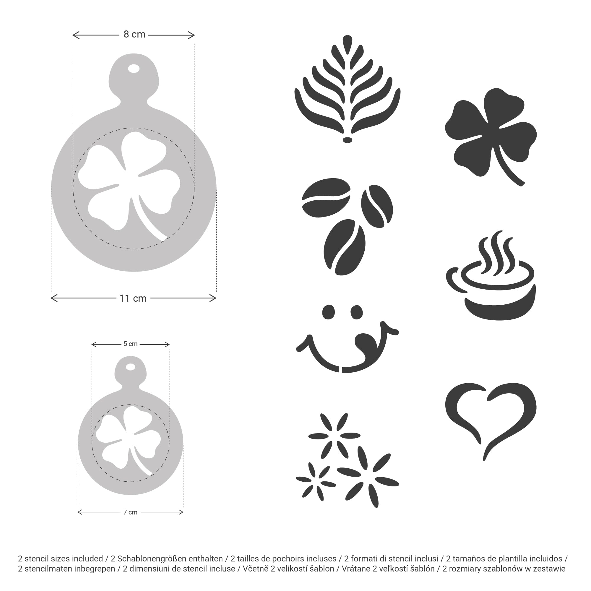 NAKLEO Coffee Stencils and Cookies Decoration 14Pcs 7x7 and 11x11cm, Reusable Plastic Baking Templates, Coffee Heart Beans - Image 4