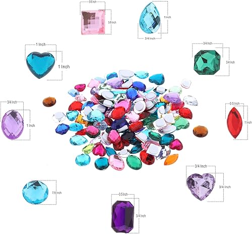 Miniatura 3 de RICHNESS 110 piezas Joyas Autoadhesivas para Manualidades Jumbo Bling Pegatinas de Gemas de Cristal Formas y Colores Surtidos Pegatinas de Strass
