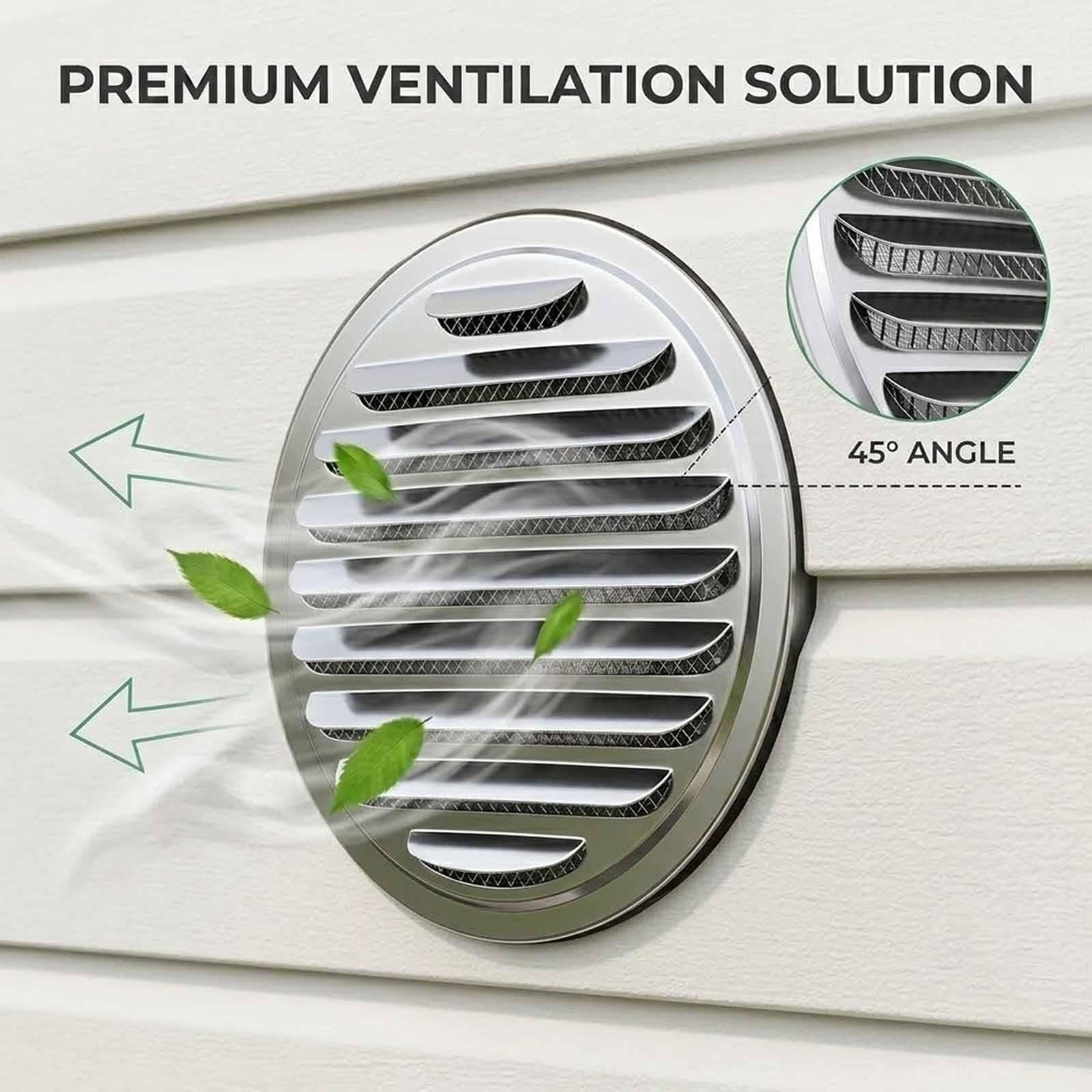 Copertura Di Ventilazione Rotonda Griglie Di Ventilazione In Acciaio Inox Antipioggia Griglia Aerazione A Parete Per Parete Esterna Cucina Bagno Tubo Di Scarico, Con Zanzariera(300mm/11.8in)