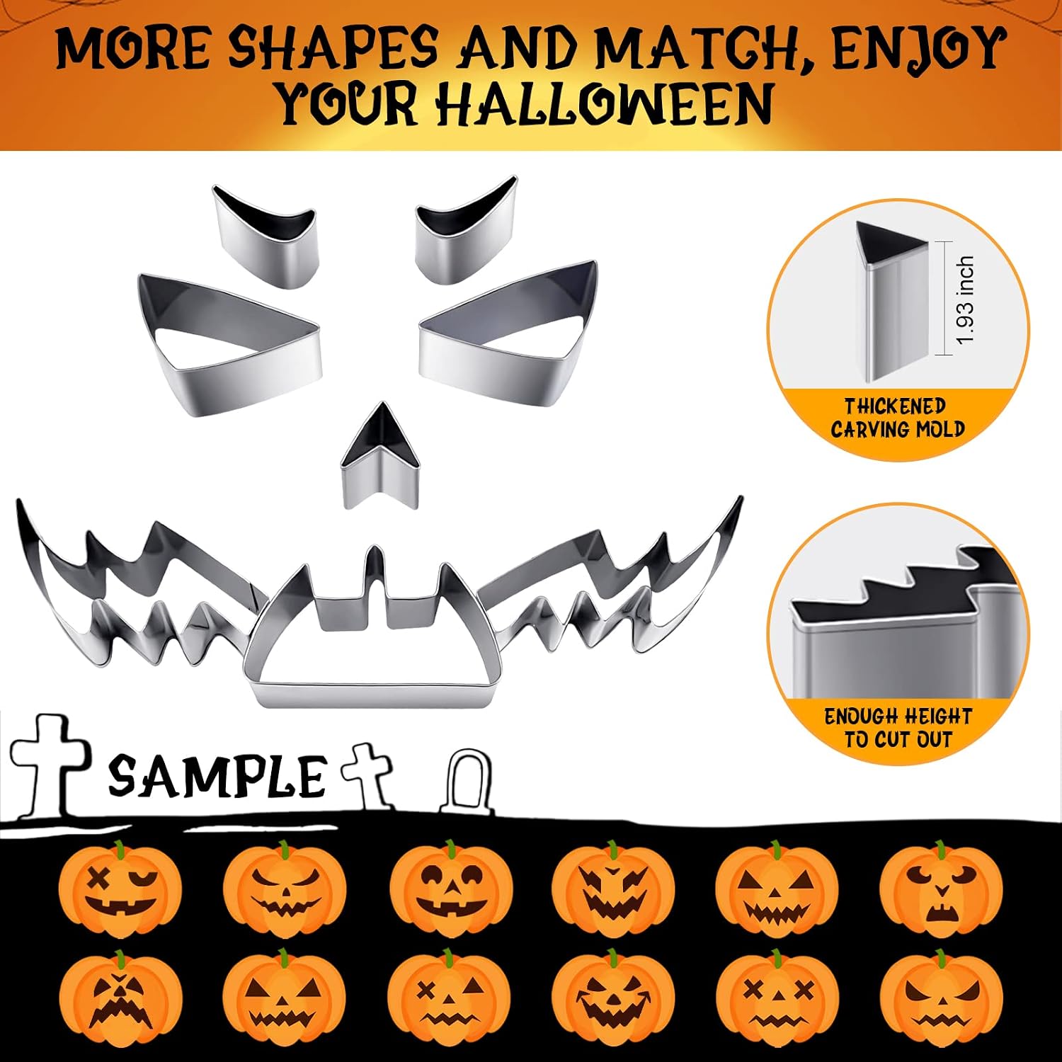 Halloween Pumpkin Carving Kit, 21PCS Halloween Pumpkin Carving Tools for Kids Adults, Durable Stainless Steel Pumpkin Carving Stencils, Easy & Safe Pumpkin Carving Set for Halloween Decoration