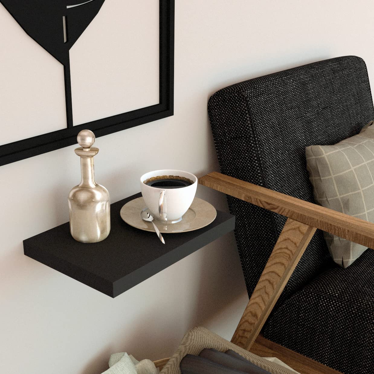 Henor Balda Pared 50 x 20 x 2.5 cm. Estante Pared Madera Herraje Totalmente Oculto Carga Soporta hasta 25Kg Blanco — view 27