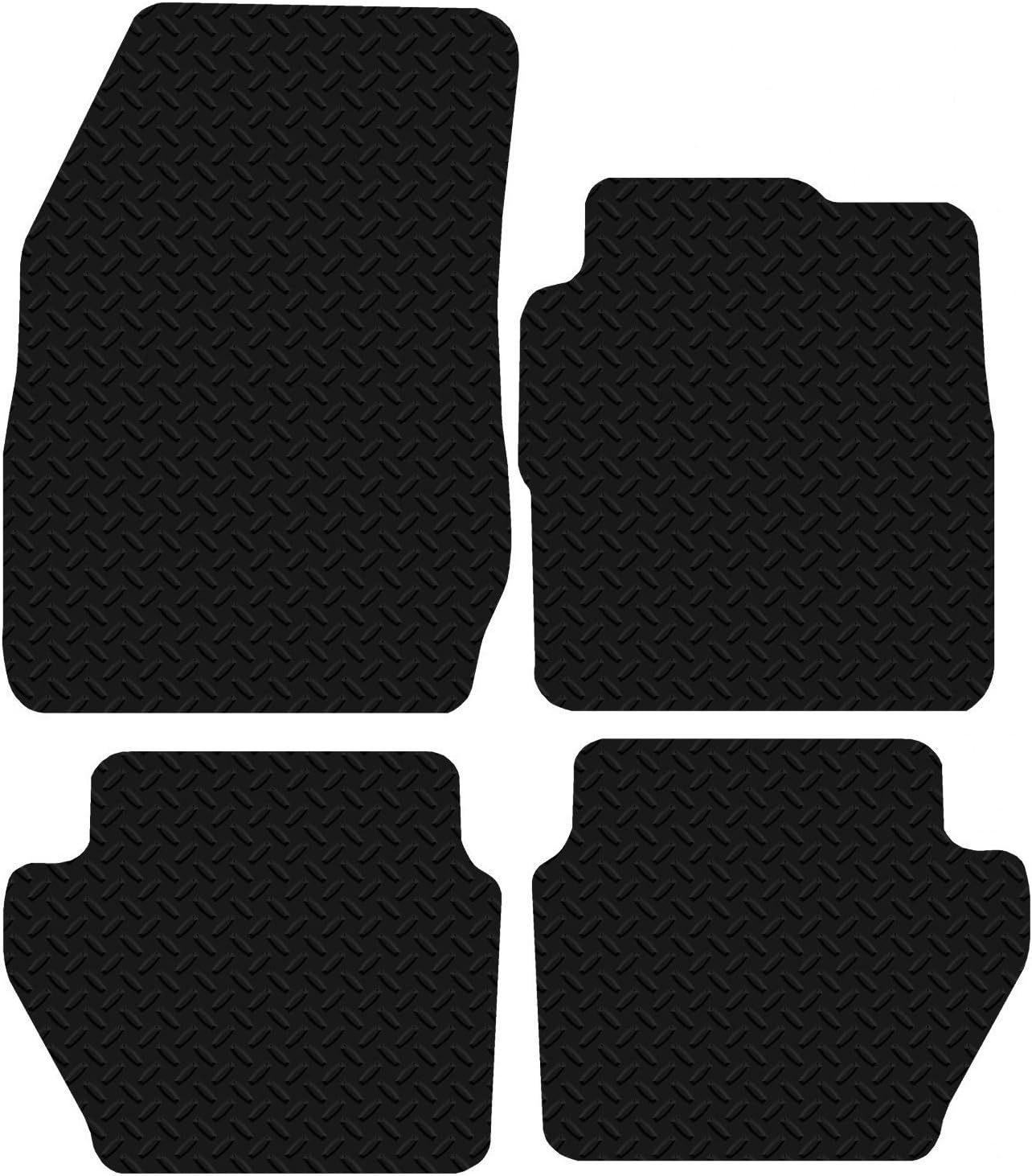 Carsio CUT-1084 Black Floor Rubber FOR Ford Fiesta 2009 - Onwards MK7 Tailored Car Mats 3mm 4pc Set