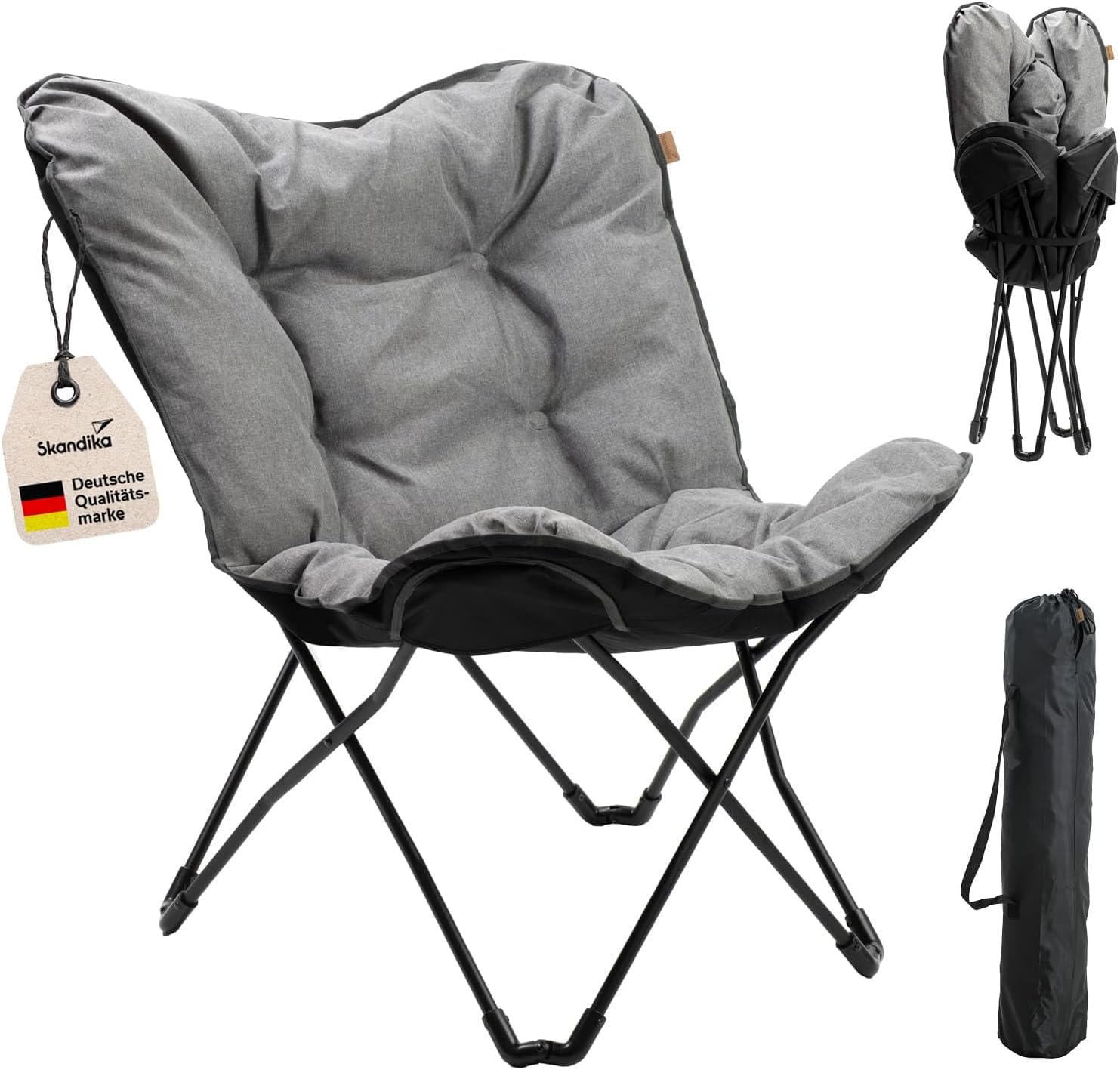 Skandika Tolga XL Camping Chair with Padding, Foldable, Seat Height 45 cm, Maximum Load 120 kg, 4.7 kg Lightweight, with Carry Bag, Camping Chair, Chair for Camping, Festival, Garden, Outdoor