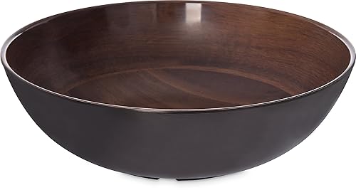Carlisle FoodService Products Epicure - Tazón de plástico para servir, 12 pulgadas, grano de madera oscuro, (paquete de 6)