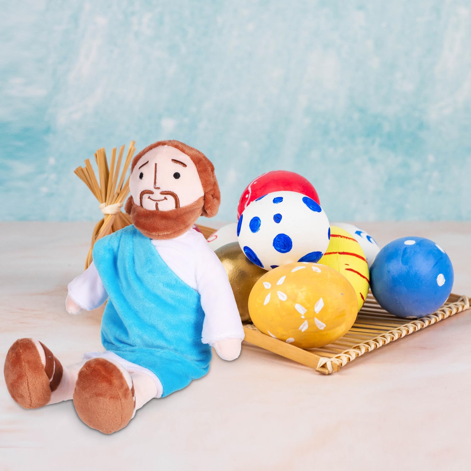 Bambola di peluche di Gesù, 32,6 cm, Gesù sorridente, classica bambola di peluche ripiena Salvatore, bambola religiosa cristiana regalo per casa, forniture per feste, Natale, può stare in piedi o
