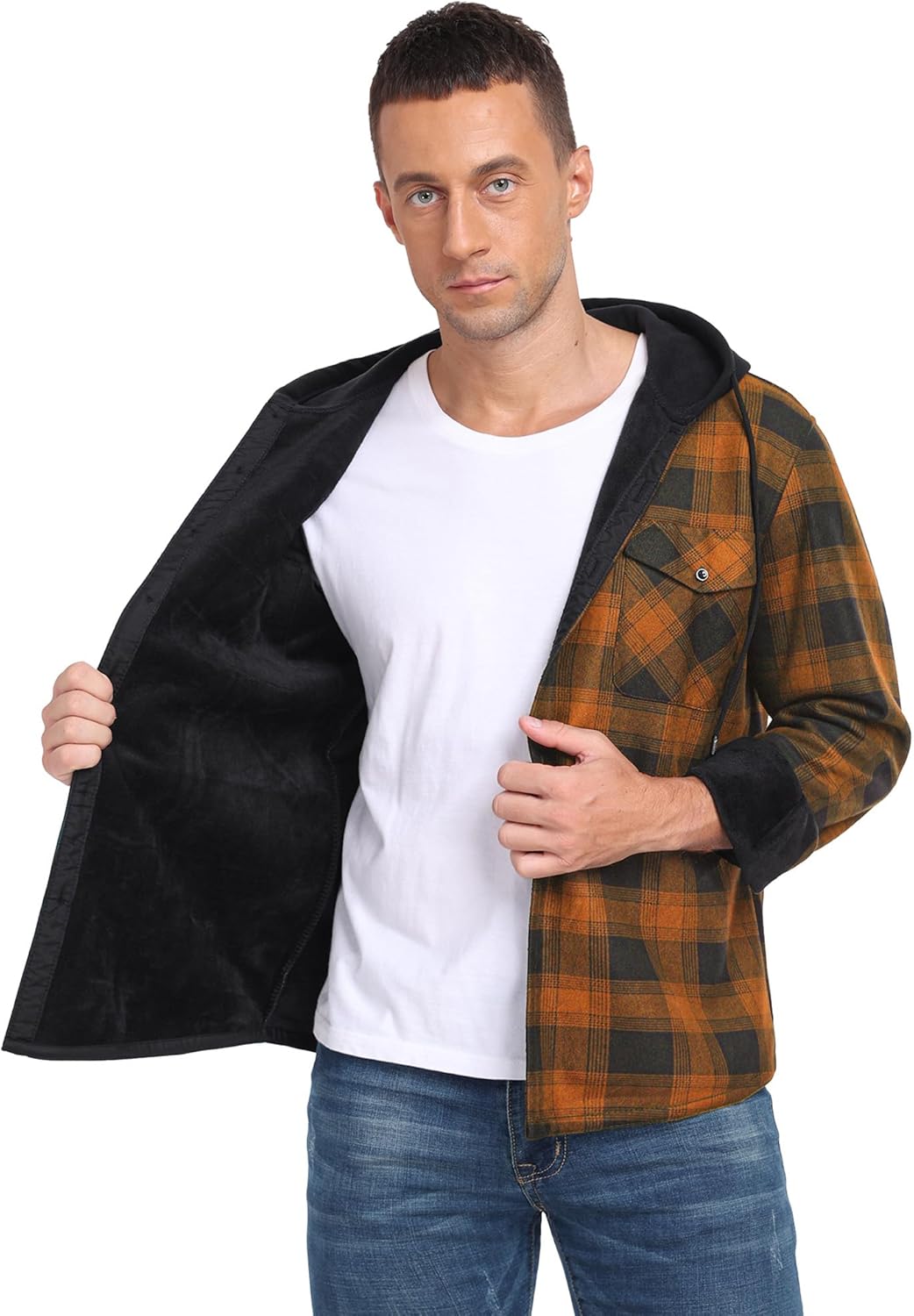 Askdeer Men's Flannel Fleece Jacket Sherpa Lined Winter Plaid Shirts Jacket Long Sleeve Thermal Coat With Pockets - Image 2