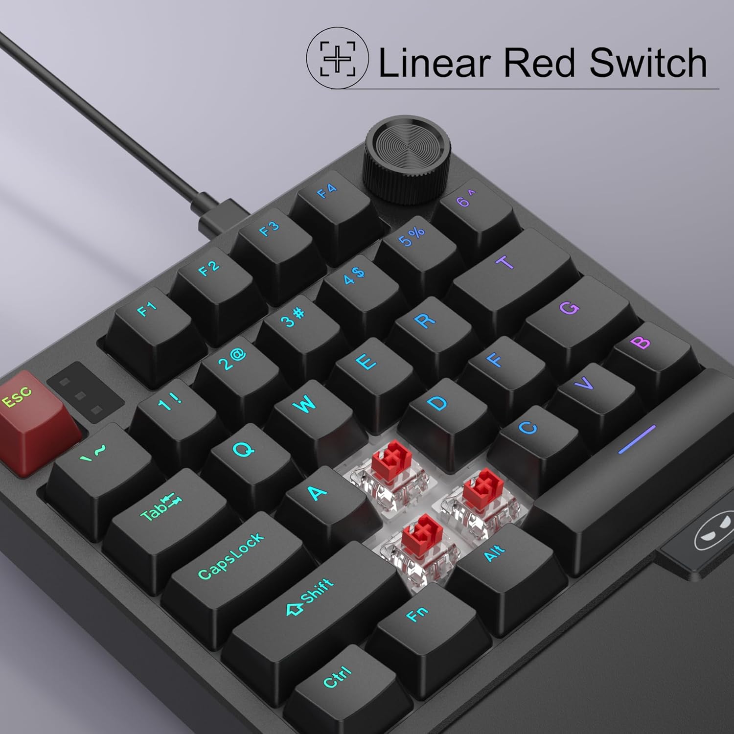 MageGee Wireless One Handed Gaming Keyboard, Tri-Mode BT/ 2.4Ghz RGB Backlit 34 Keys Mini Keyboard for Gamer, Red Switch, Wrist Rest Support(Black)