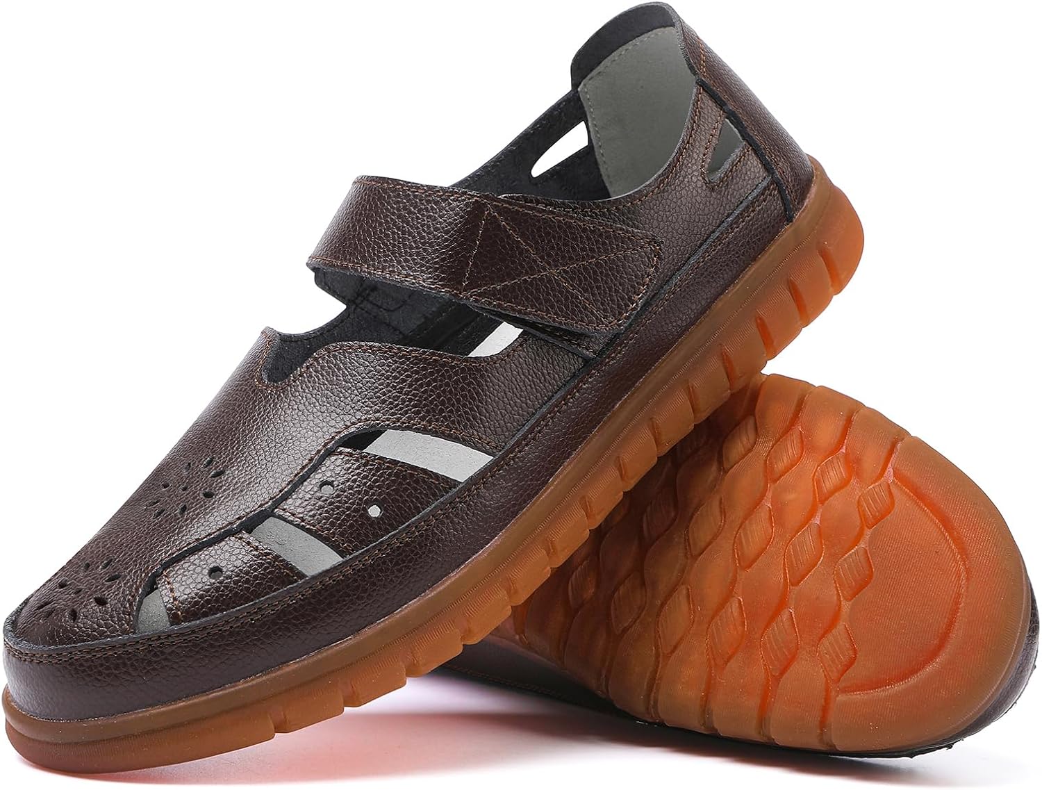 Leather Closed Toe Sandals for Women Fisherman Sandals Comfy Summer Shoes image 4