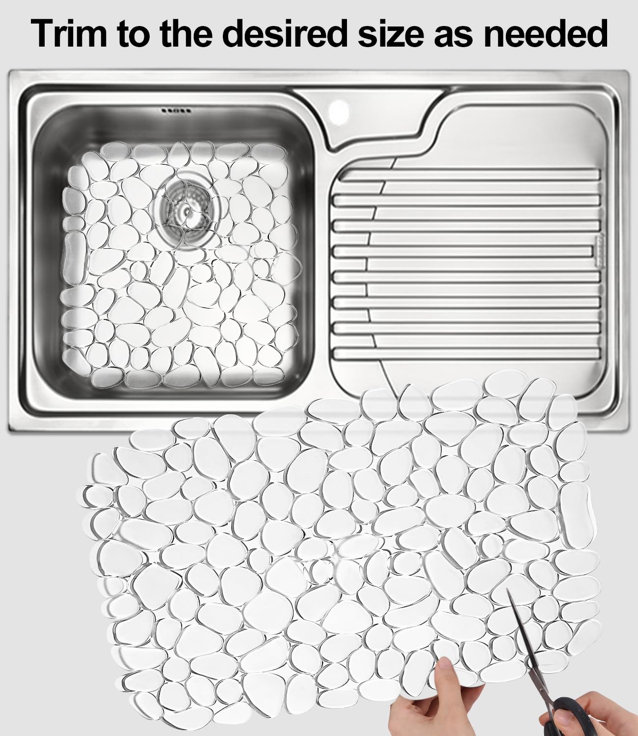 Tappetini Antiscivolo Per Lavello, 2 Pezzi In PVC, Design A Ciottoli, Trasparente &ndash; Proteggi Il Lavandino!
