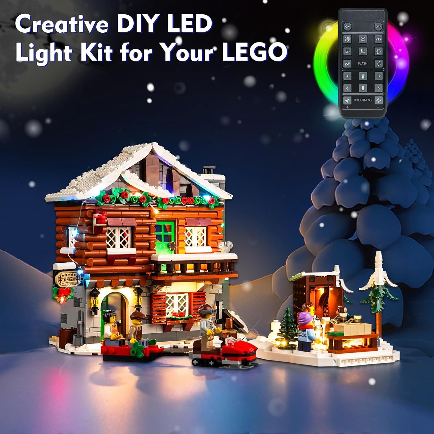 VONADO LED Light Kit for Lego Alpine Lodge Christmas Village 10325, Remote Control Lighting Set Accessories Compatible with Lego 10325 Christmas Winter Village Set (Lights Only, No Models)