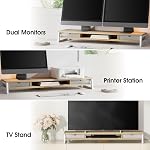 Fenge Dual Monitor Stand, moniteur Riser avec tiroir, 42.5 Inch grand moniteur d'ordinateur stand pour 2 Moniteurs, 2 Étagère de bureau en bois de niveau pour le haut du bureau, Oak