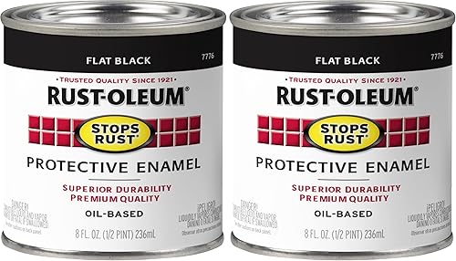 Rust-Oleum 7776730 Pintura protectora de esmalte, 8 onzas, negro plano, 12 onzas líquidas (paquete de 2)