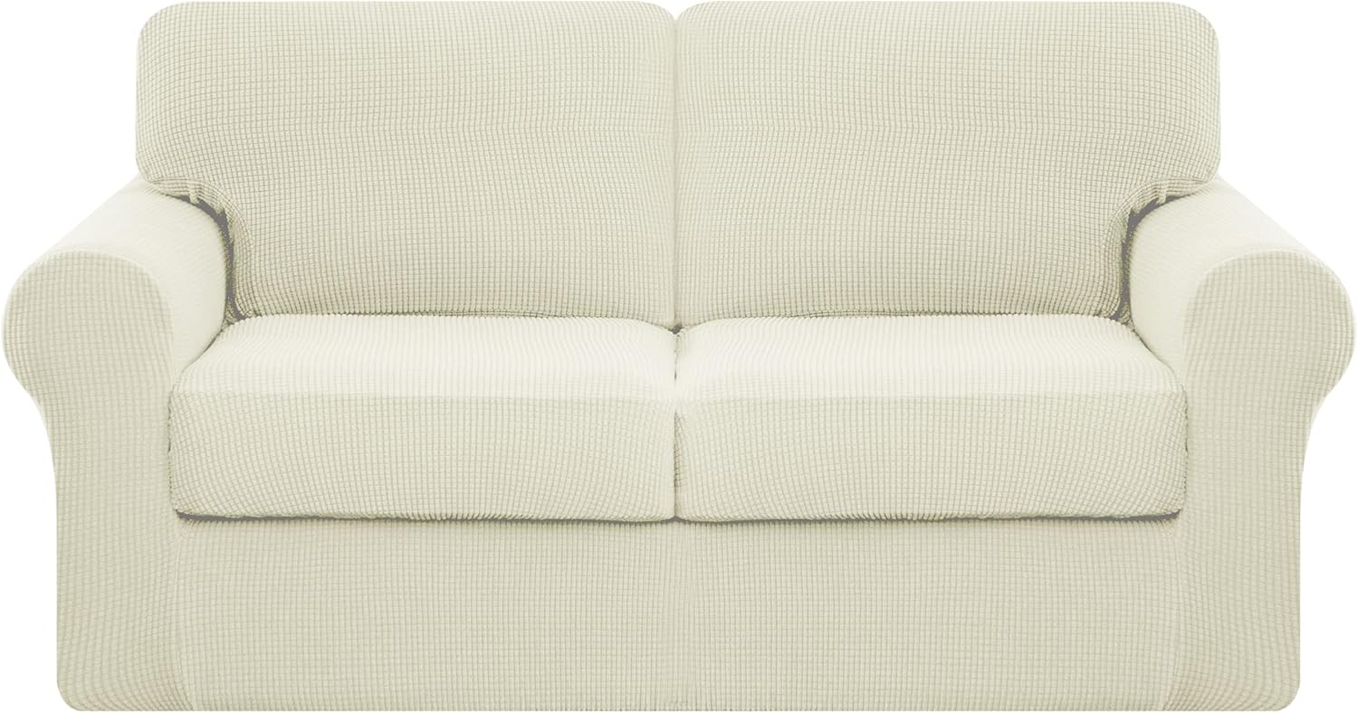 subrtex 5 Pieces Sofa Covers ,Multifunctional Sofa Slipcovers with Separate Cushion Covers and Seperate Backrest Covers Furniture 2 Seaters Protector (Medium, Ivory) : Everything Else