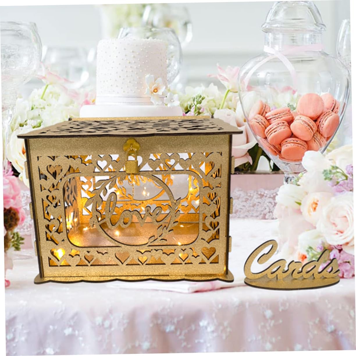 1set Wooden Card Box Hollow Design for Weddings Anniversaries and Parties Portable Greeting Card Holder for Guest Messages and Wishes Elegant Wooden Decoration for Special Events