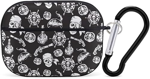 Funda con diseño de pirata para Airpods Pro (21 generación) con llavero, funda protectora completa a prueba de golpes, funda rígida de policarbonato