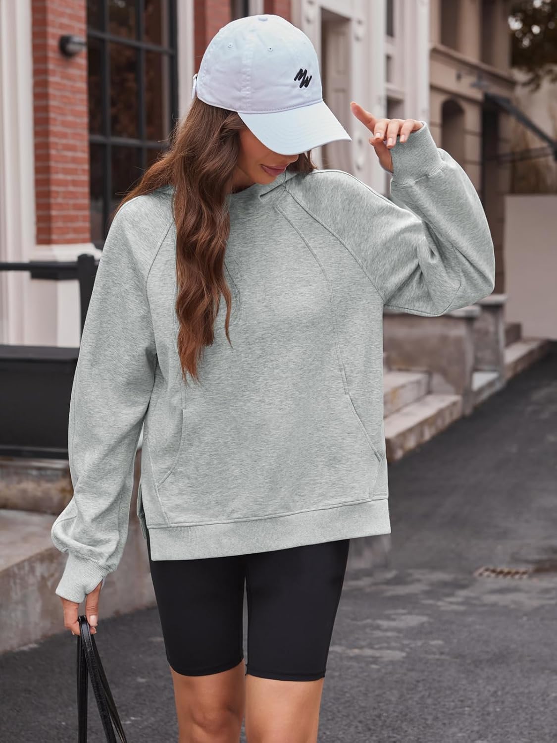 DJT Womens Hoodies Funnel Neck Long Sleeve Side Slit Pullover Sweatshirts with Pocket 2025 Fall Fashion Outfits - Image 6