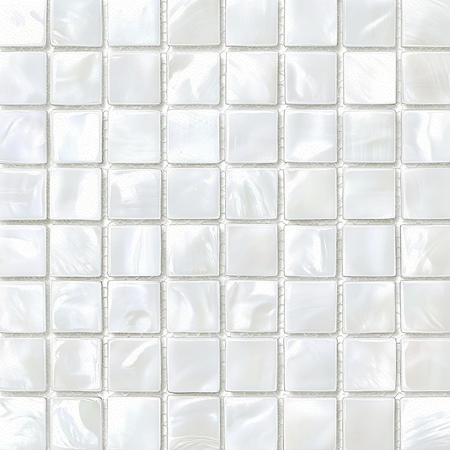 HOMETITUTE White Mosaic Look Floor 12x12 Vinyl Tile | Flooring Stickers Peel Stick Self Adhesive Kitchen Bathroom Living Room White Mosaic Look