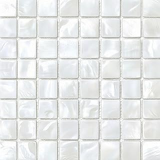 10PCS 12x12 Inch Pearl White Mosaic Look Peel and Stick Floor Tiles Remo...