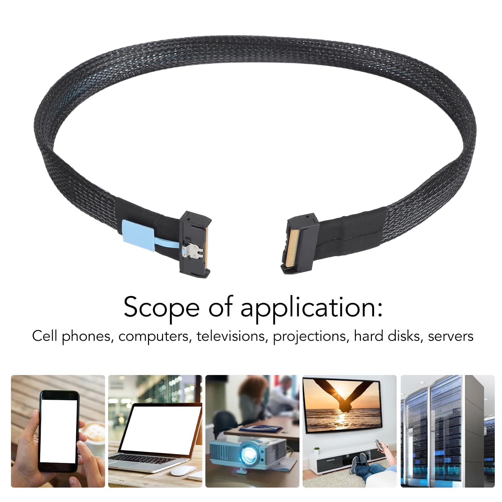 PUSOKEI Câble SAS, Ligne de Transmission de Données PCIE 5.0 32gbit / S High-Speed ​​-Slim pour Les Ordinateurs
