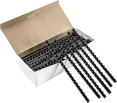 100PCS 21 Ring Plastic Comb Binding Spines 1/2 Inch Diameter, 65 Sheet Capacity, A4, Black Binding Comb 1/2" 65 Sheet Capacity 1/2 inch, 100 Pack