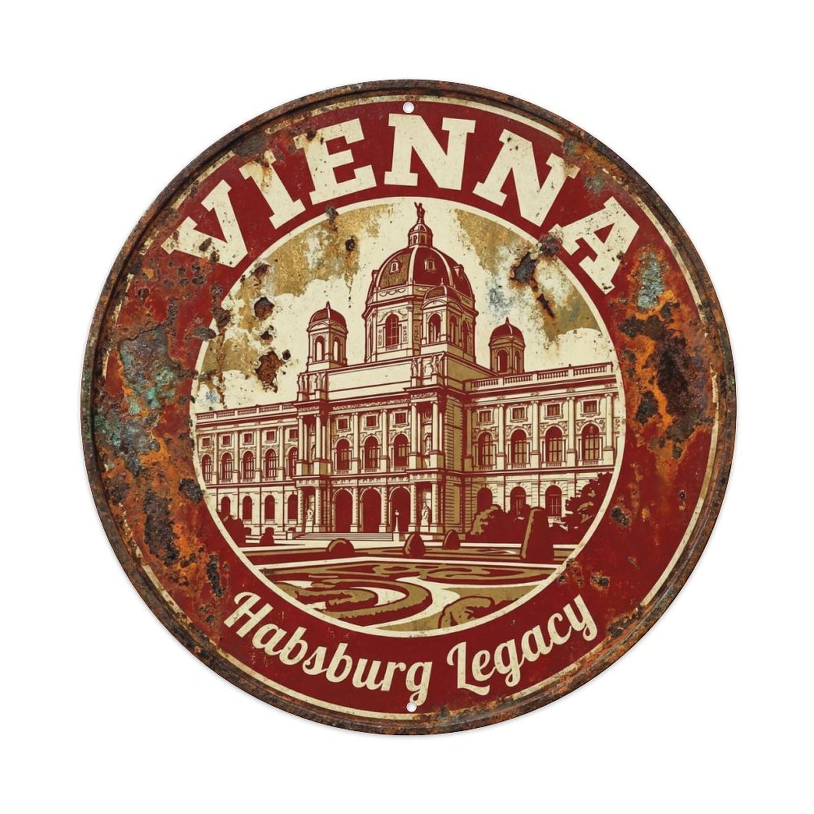 Yrnq 8X8inch Vintage Style Vintage Travel Vienna Austria Treasure Metal Tin Sign