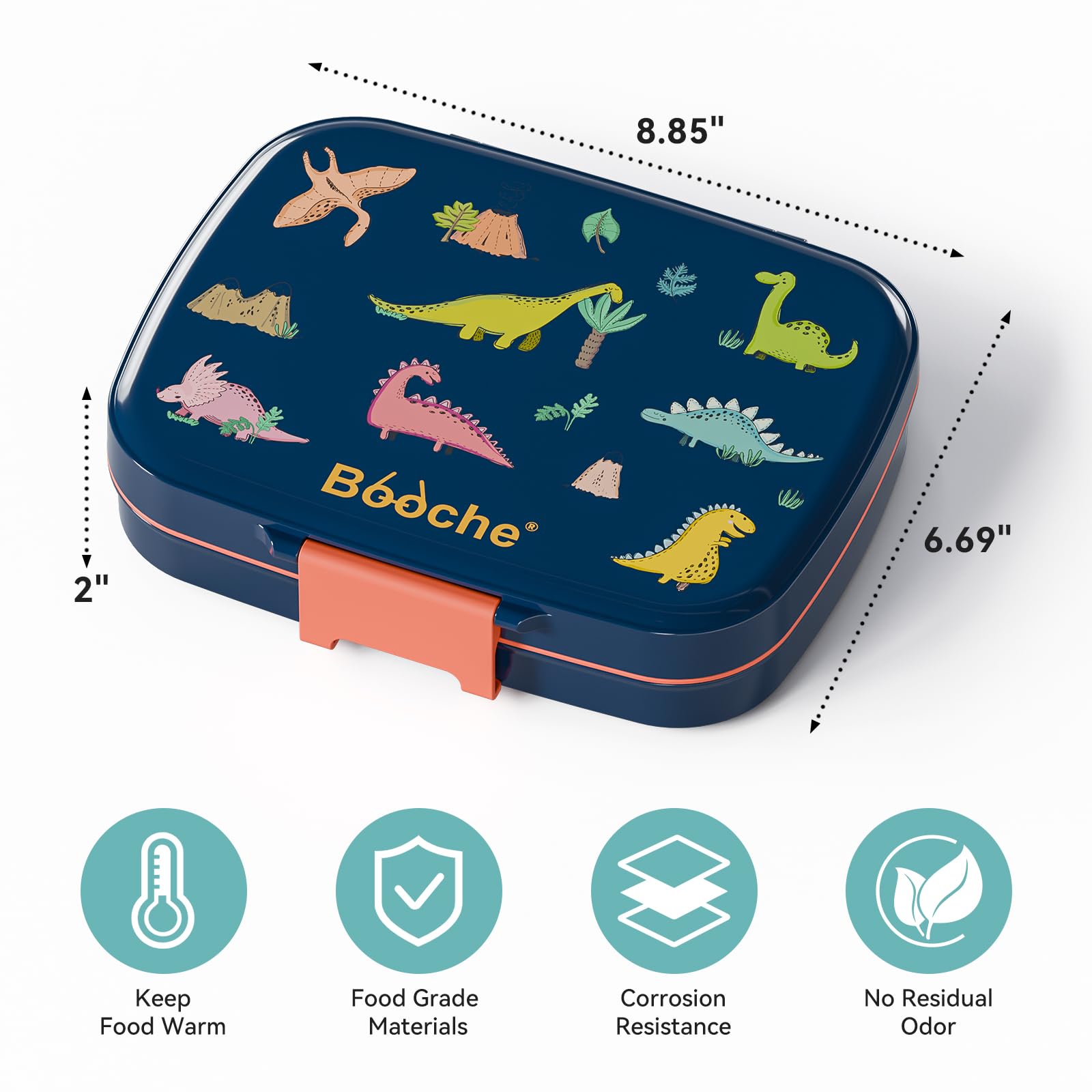 Large Stainless Steel Lunch Box - 3 Compartments & Extra Container, Holds a Variety of Foods, Metal Bento Box Adult, Dishwasher Safe, for School and Office (Blue/Pink)