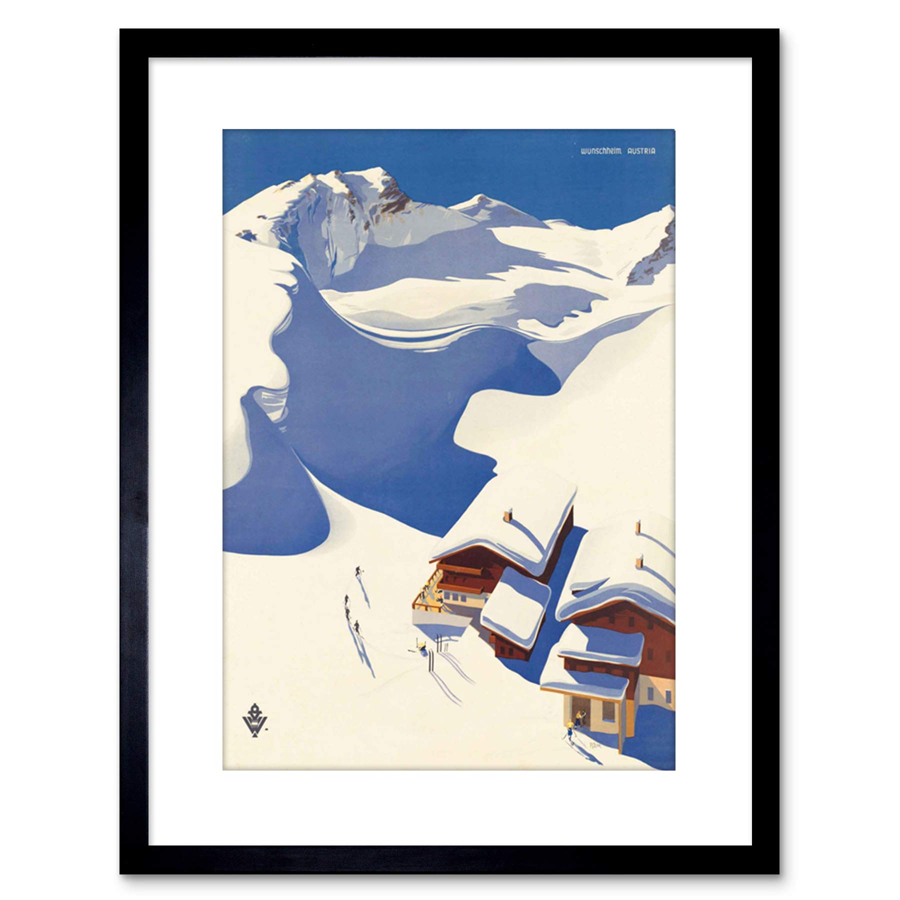 Wee Blue Coo 9x7 '' TRAVEL SPORT SNOW SKI CHALET ALPS AUSTRIA FRAMED ART PRINT F97X1551