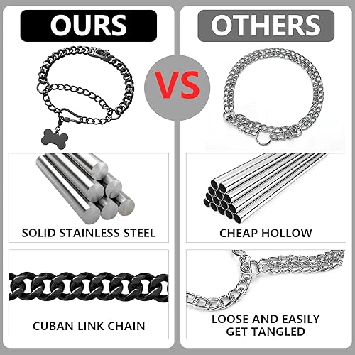 Miniatura 4 de ROJF Collar ajustable de cadena cubana para perro, collar de metal dorado de 18 quilates, con hebilla segura, 0.591in, acero inoxidable resistente,