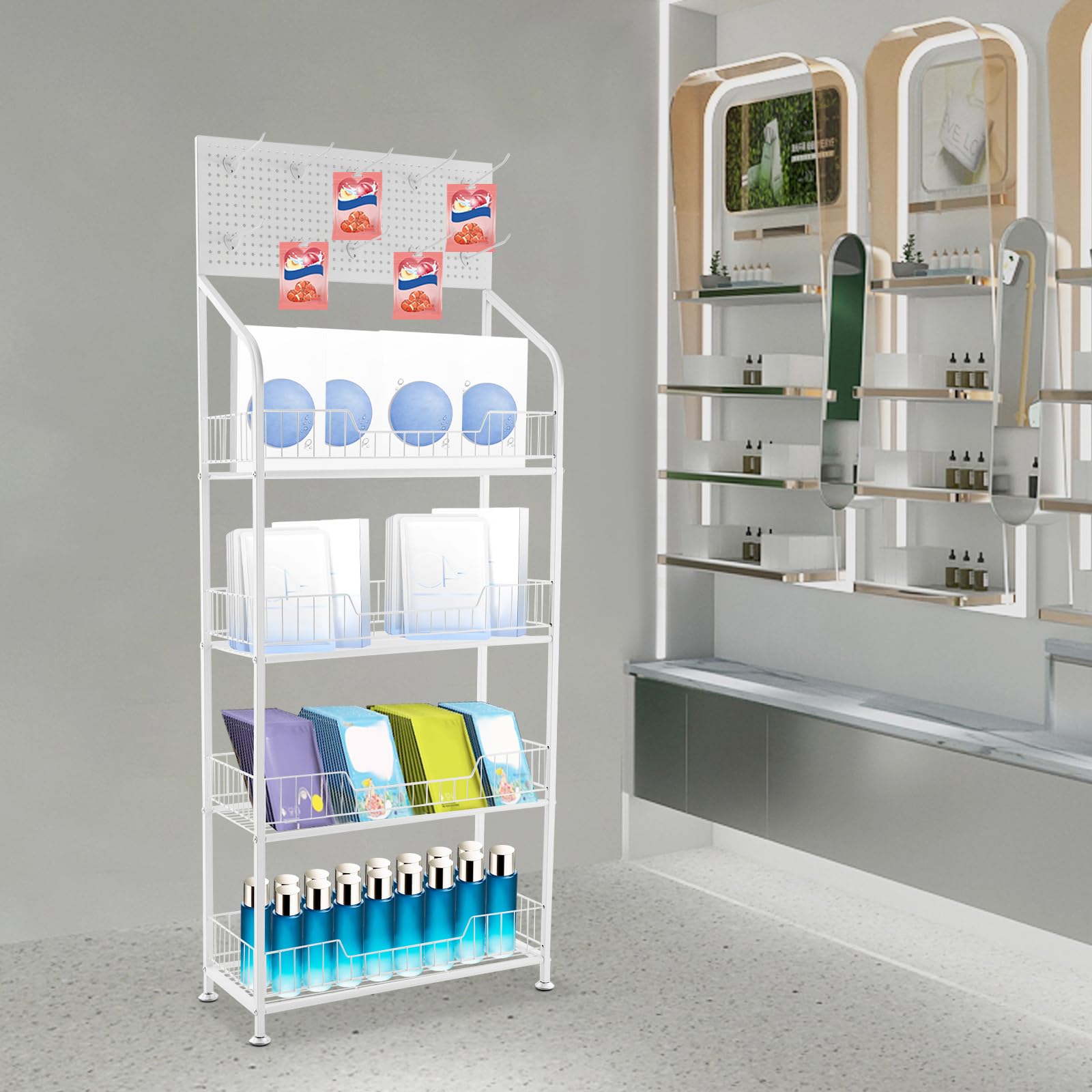 Organizador de exhibición de Snacks, estantes organizadores para panadería, Estante de Almacenamiento con Patas Ajustables, Soporte para Venta al por Menor, Soporte para Snacks (bl