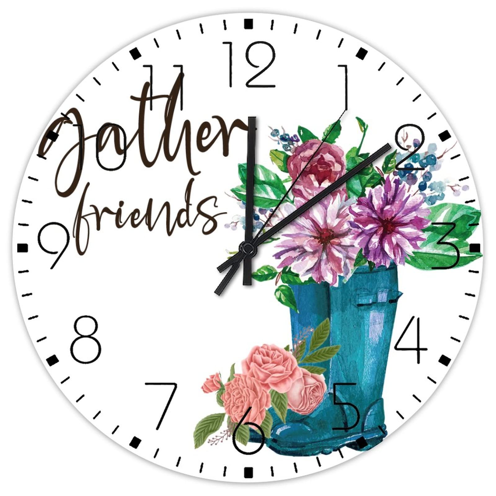 Horloges murales modernes silencieuses sans tic-tac déco aquarelle florale