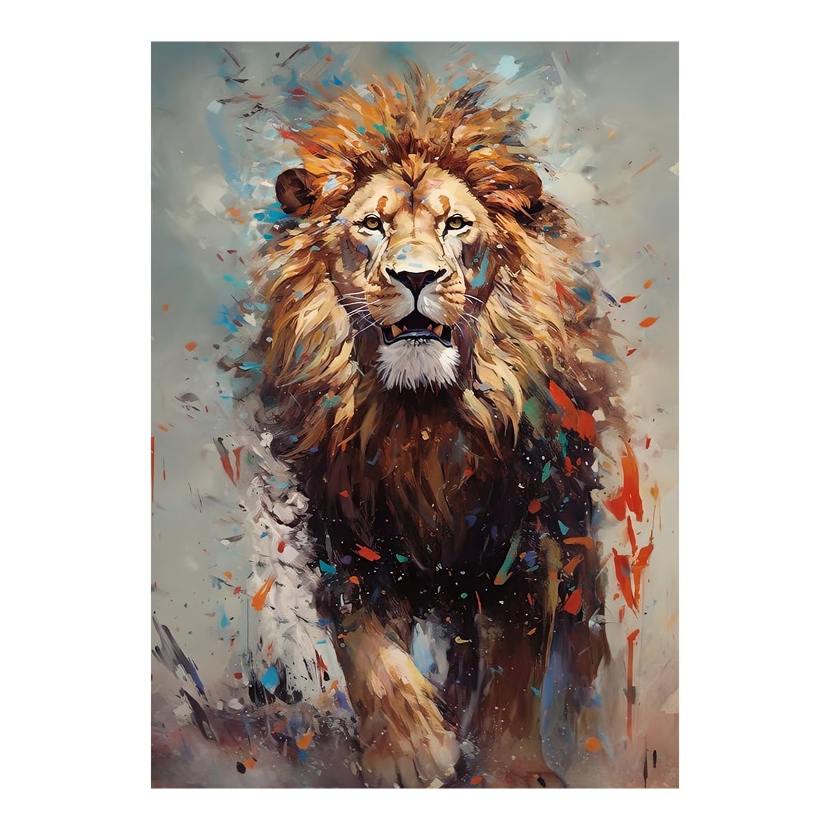 Lion Wall Sticker for Living Room - Walk Poster Sticker - King Lion Painting - 300GSM - Glossy - Strong Adhesive