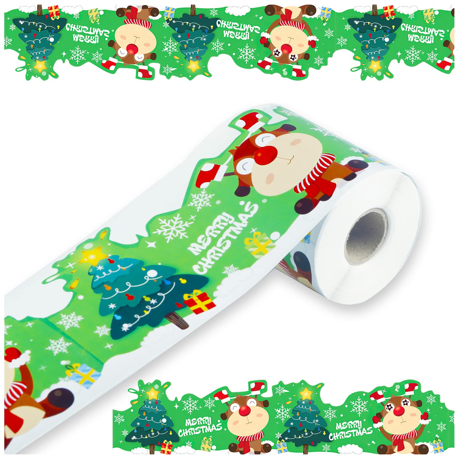 Photo 1 of 68 Feet Bulletin Board Border, 1 Rolls Christmas Borders Trim Classroom Bulletin Board Rolled Border for Thanksgiving Christmas Party Decoration Walls, Desks, Windows, Doors, Lockers, Schools. A2 68 Feet