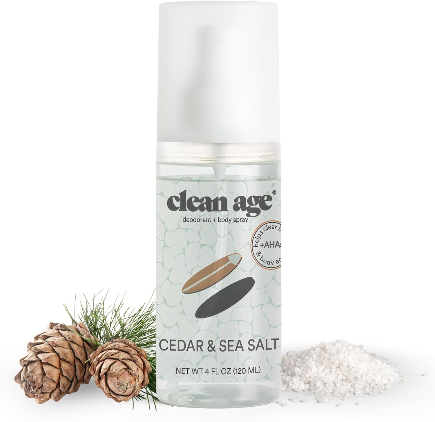 Clean Age - Aluminum Free Deodorant & Body Spray for Whole Body - Cedar 4oz - Clean Deodorant and Body Spray for Teen Boys and Girls - With AHA Fights Body Acne-Formula Specific Body Spray for Teens
