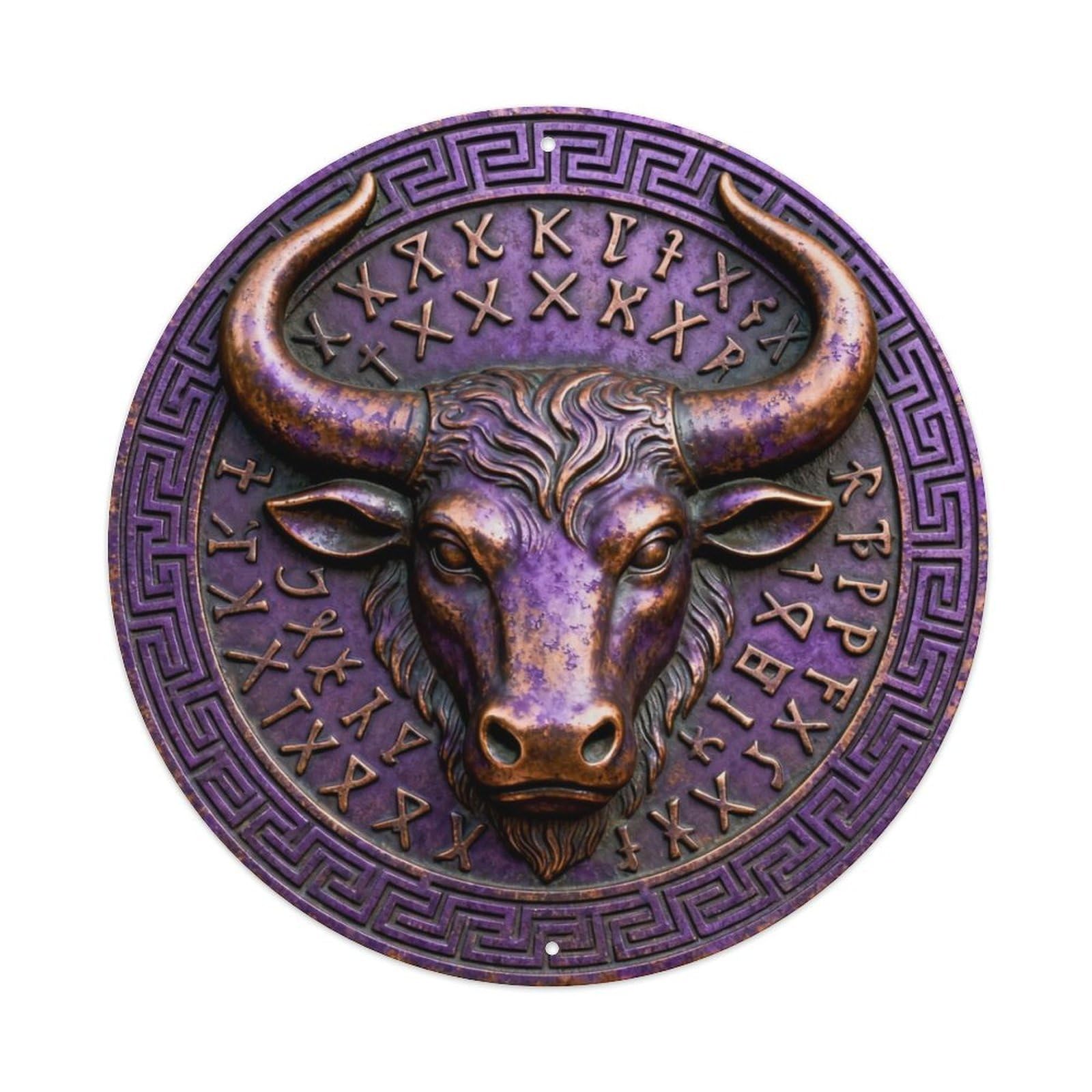 Greek Minotaur Bull Horn Labyrinth Rune Metal Tin Sign Plaque