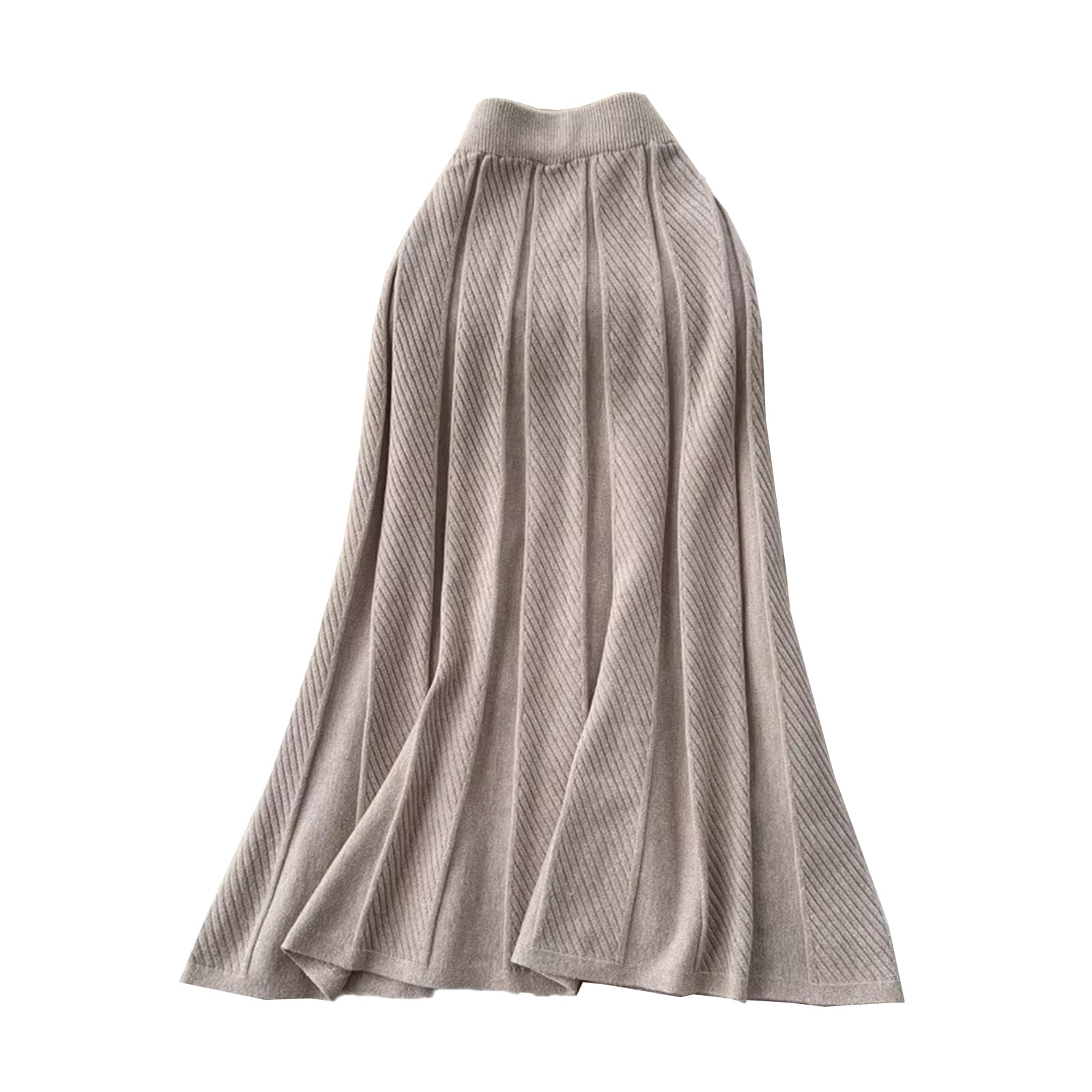 Gonna midi plissettata a vita alta con linea ad A da donna, autunno-inverno