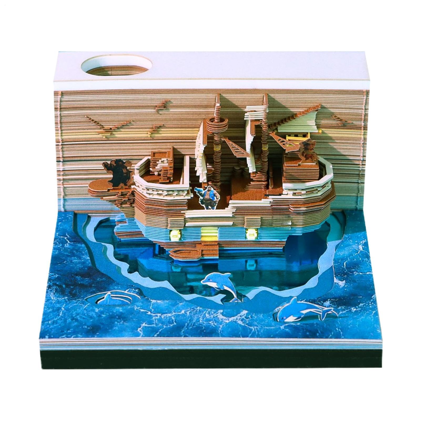 Calendrier horloge 2026 : calendrier papier 3D avec pages démarrables pirate - 8