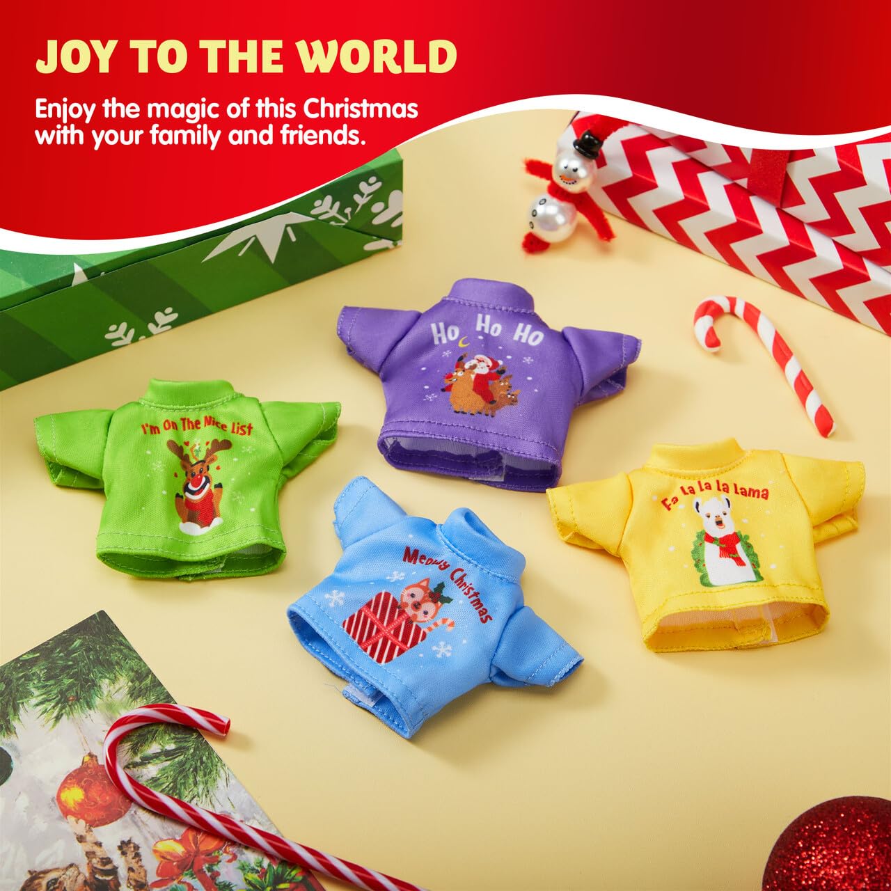 JOYIN 4 paquetes de ropa de Santa Clothes para muñeca elfa, camisetas elegantes, camiseta, conjunto de ropa de muñeca elfa,
