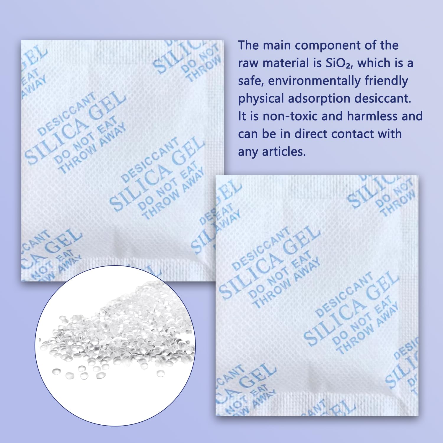 Gel de sílice desecante de 50 × 10 g – Fuerte absorción de humedad, bolsa de gel de sílice contra la humedad para ropa, zapatos, cajones, armario