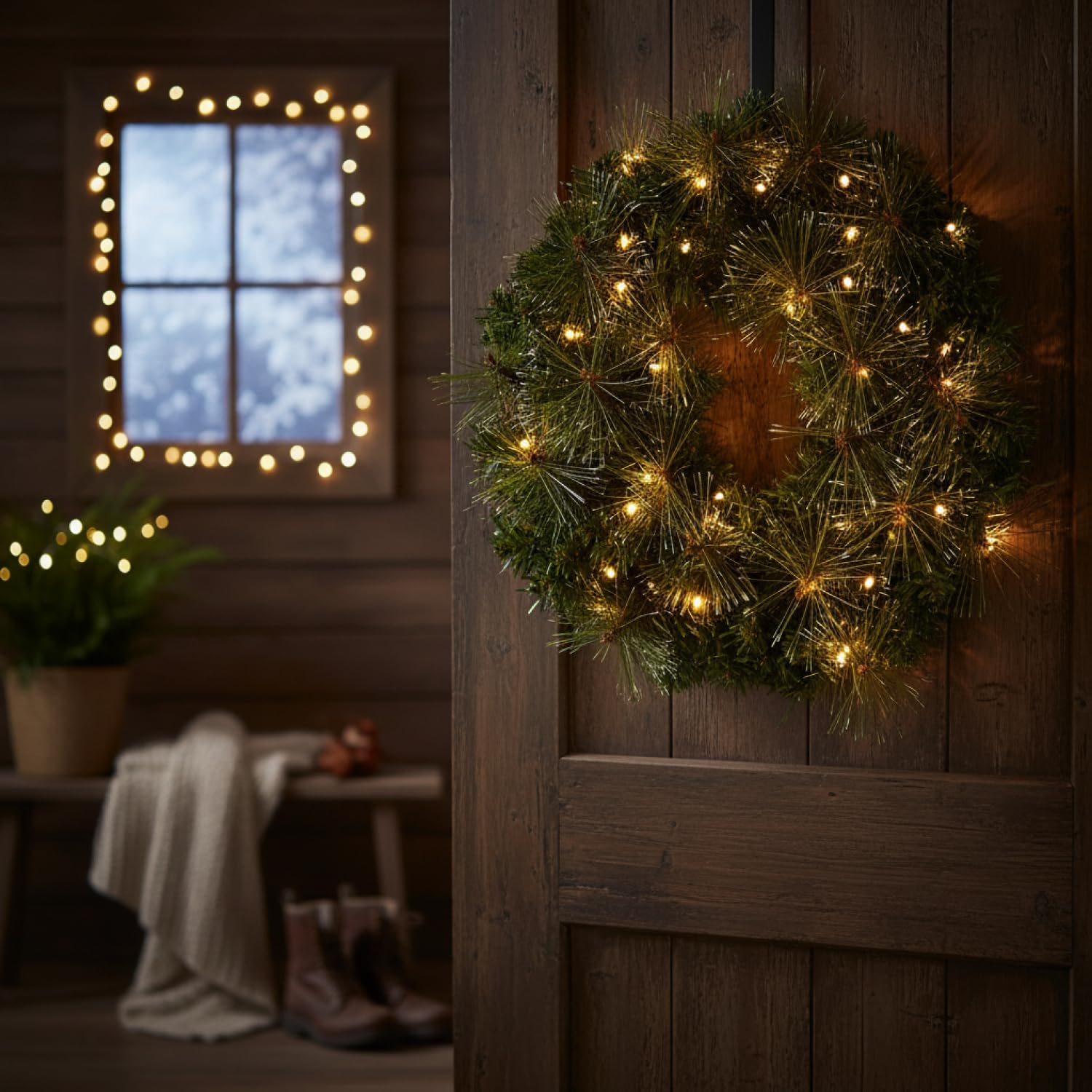COM-FOUR® Ghirlanda per porte a LED Natale, Ghirlanda dell'Avvento